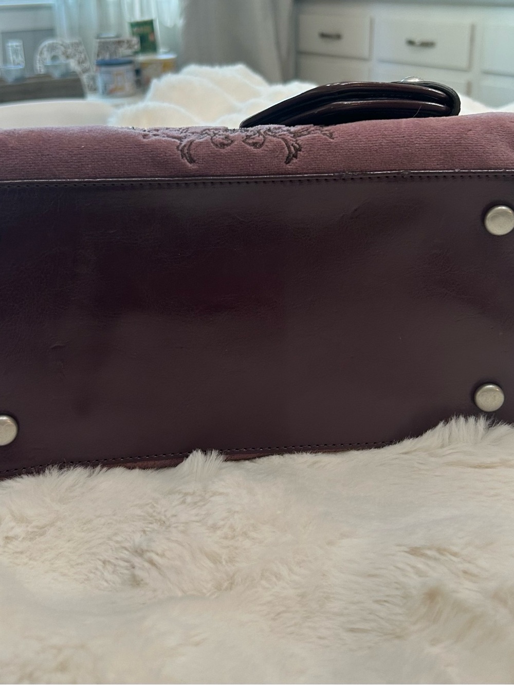 Y2K Vintage 2009 Juicy Couture Purple Velour Bowler Bag Regal Couture Party - Picture 10 of 16